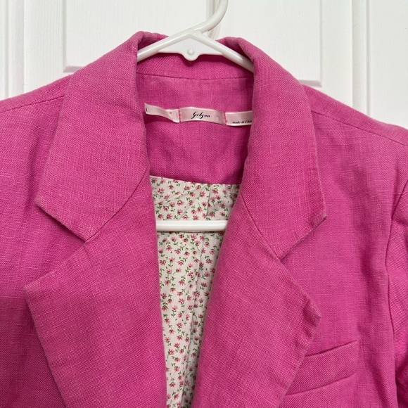 Gibson Women's Linen Blazer XS Pink Stylish Suit Jacket Work Business Cotton - Picture 2 of 8